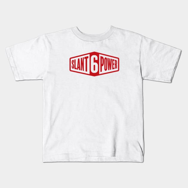 Slant 6 Power - Red + White Kids T-Shirt by jepegdesign